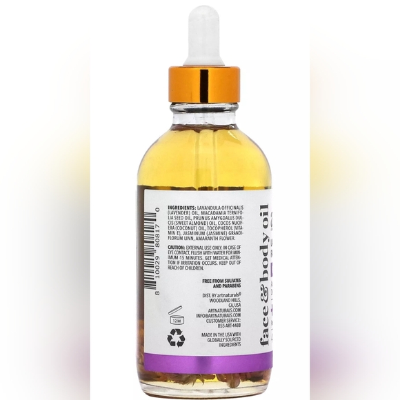 Face & Body Oil, Lavender + Jasmine , 4 fl oz (118 ml) - Picture 2 of 2